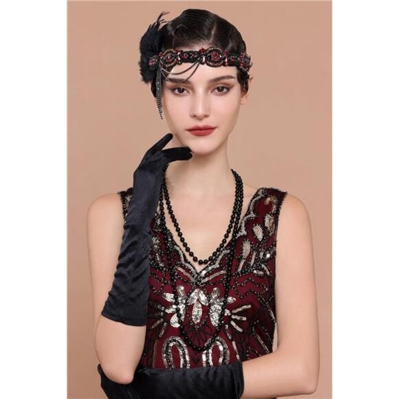 Flapper Headband Roaring 20s Gatsby Headpiece 04 - Picture 3 of 6